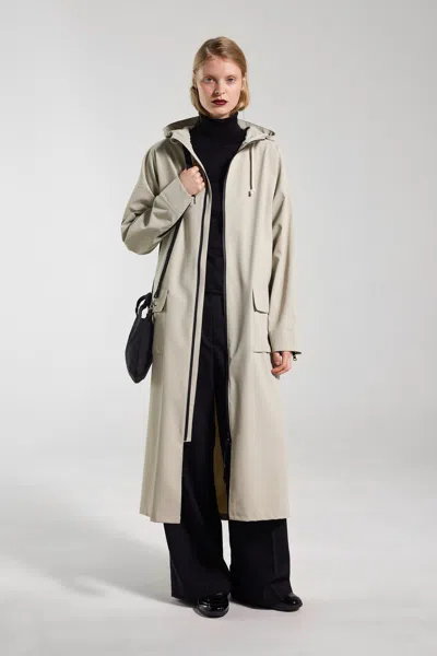 Stutterheim Sandviken Long Zip Matte Raincoat In Pelican