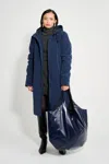 Stutterheim Stockholm Long Matte Winter Coat In Blue