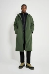 Stutterheim Stockholm Long Matte Winter Coat In Green