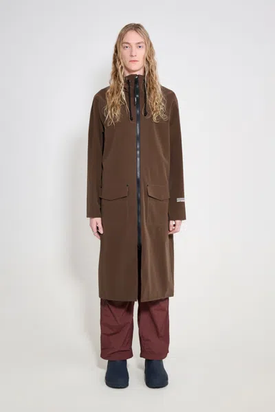 Stutterheim Stockholm Long Patch Raincoat In Brown