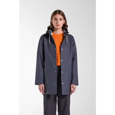 Stutterheim Stockholm Long Sleeve Hooded Raincoat In Orange