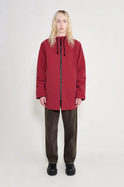 Stutterheim Stockholm Matte Winter Coat In Burgundy