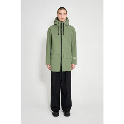 Stutterheim Stockholm Patch Matte Raincoat In Green