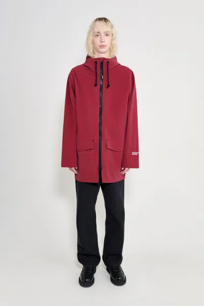 Stutterheim Stockholm Patch Raincoat In Burgundy