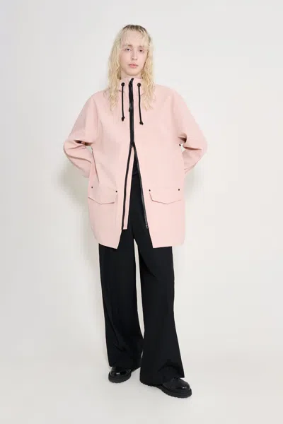 Stutterheim Stockholm Patch Raincoat In Pale Pink