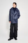 Stutterheim Tranholmen Double Breasted Raincoat In Blue