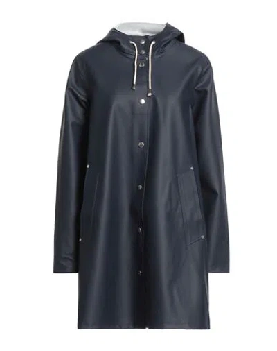 Stutterheim Stockholm Long Print Raincoat In Navy Blue
