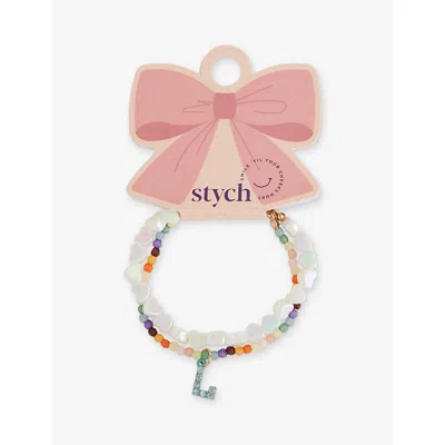 Stych Accessories Kids' Multi Lght Personalised Initial L Beaded Bracelet Set