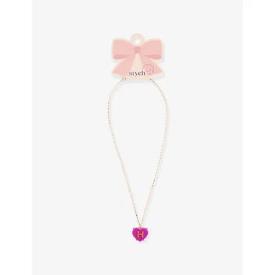 Stych Accessories Kids' Multi Lght Sweetie Heart Initial Metal And Acrylic Necklac In Gold