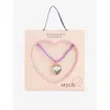 Stych Accessories Purple Heart Gem Colour Favourite Metal And Acrylic Beaded Necklac In Purple