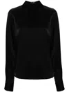 Styland Button-up Satin Shirt In Black