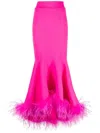 Styland Feather-trim Flared Skirt In Pink