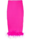 Styland Feather-trim Wool Pencil Skirt In Pink