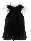 Styland Feathered-collar Pleated Top In Schwarz