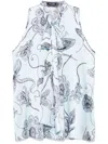 Styland Floral-print Blouse In Blue