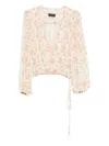Styland Floral-print Blouse In Neutral