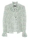 Styland Floral-print Ruffled Blouse In Green