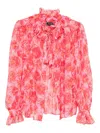 Styland Floral-print Ruffled Blouse In Pink
