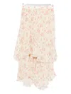 Styland Floral-print Tiered Skirt In Neutral