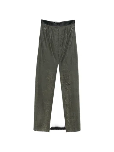 Styland Front-slit Metallic Maxi Skirt In Gray