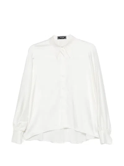 Styland Kimono-sleeve Satin Shirt In White
