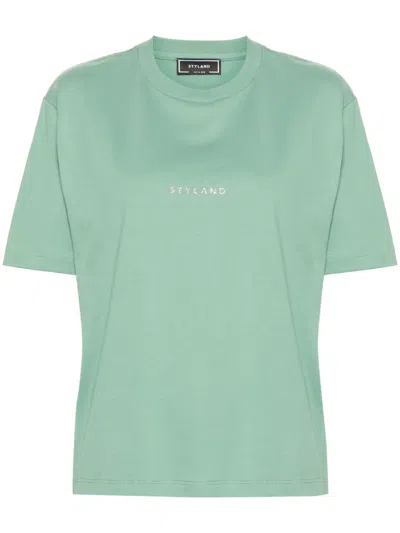 Styland Logo-print Cotton T-shirt In Green