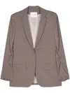 Styland Gathered-detail-sleeves Blazer In Grey
