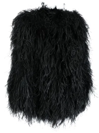 Styland Oversized Feather Jacket In Black