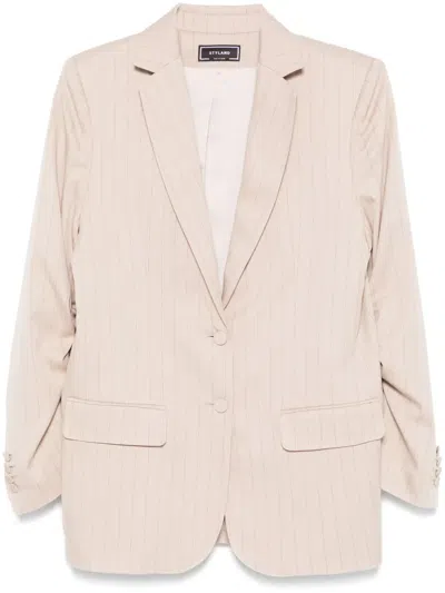 Styland Notched-lapels Blazer In Neutrals