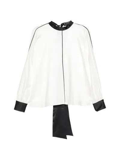 Styland Piped-trim Kimono-sleeve Blouse In White