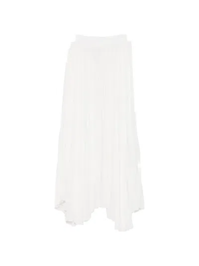 Styland Pleated A-line Maxi Skirt In 화이트