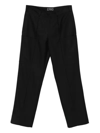 Styland Pleated Straight-leg Trousers In Black