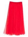 Styland Pleated-tulle Midi Skirt In Orange