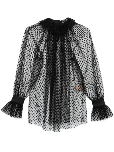 Styland Polka-dot Blouse In Schwarz