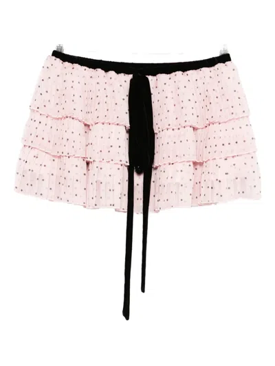 Styland Polka-dot Ruffled Mini Skirt In Multi