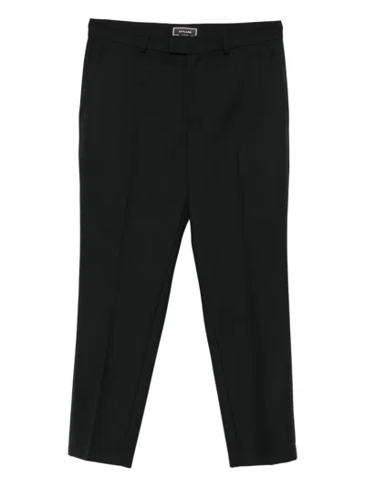 Styland Pressed-crease Trousers In Black