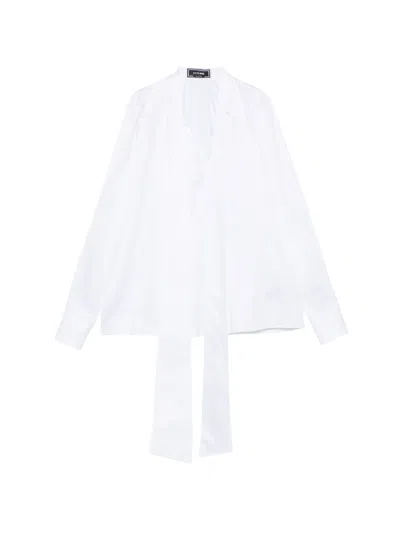 Styland Pussy-bow Poplin Blouse In White