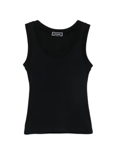 Styland Ribbed-knit Tank Top In Black