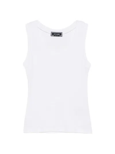 Styland Ribbed-knit Tank Top In White
