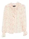 Styland Ruffled Floral-print Blouse In Pink