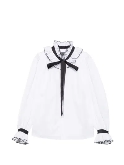 Styland Ruffled-trim Bow-detailed Shirt In White