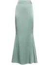 Styland Satin Godet Maxi Skirt In Green