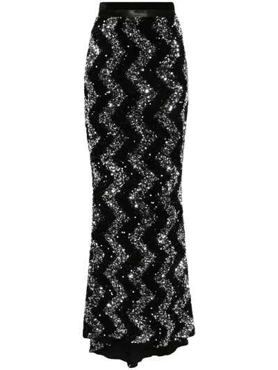 Styland Sequin-embellished Maxi Skirt In Black