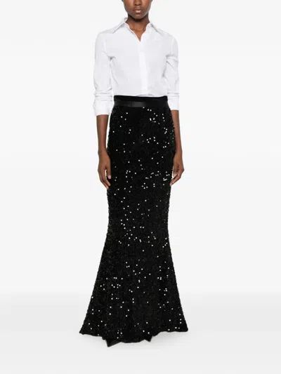 Styland Sequin-embellished Maxi Skirt In Black