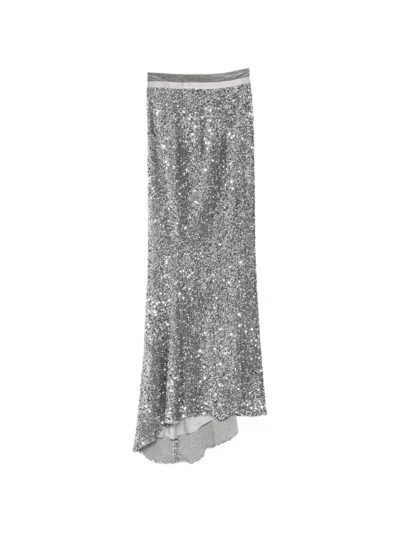 Styland Sequin-embellished Maxi Skirt In Gray