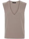Styland Sleeveless Crepe Blouse In Grey
