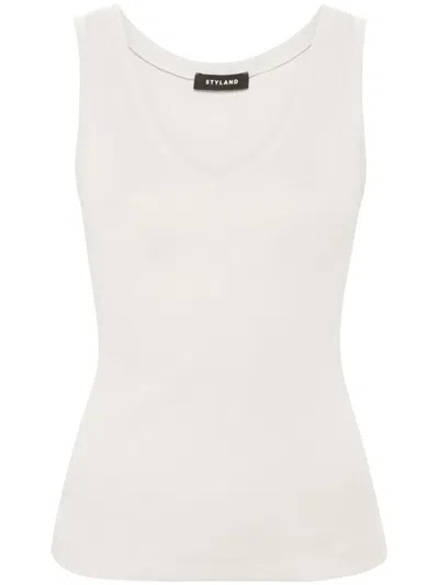 Styland Sleeveless Ribbed Tank Top In Green