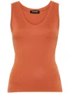 Styland Sleeveless Ribbed Tank Top In Orange