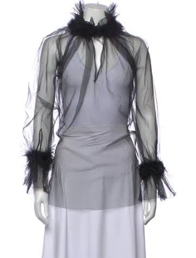 Pre-owned Styland Tie Neck Long Sleeve Top In Black