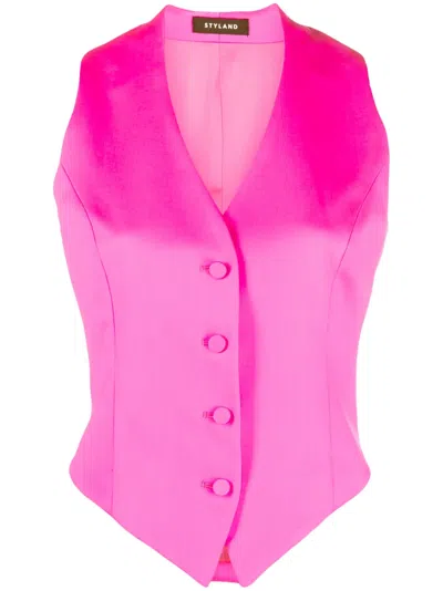Styland V-neck Sleeveless Gilet In Pink